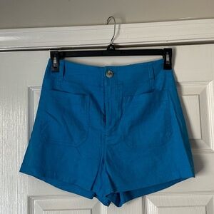 Anthropologie Turquoise High-Waist Shorts